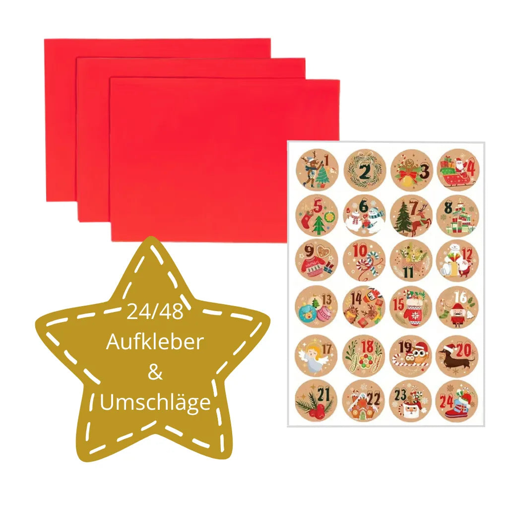 DIY Adventskalender Aufkleber und Umschläge