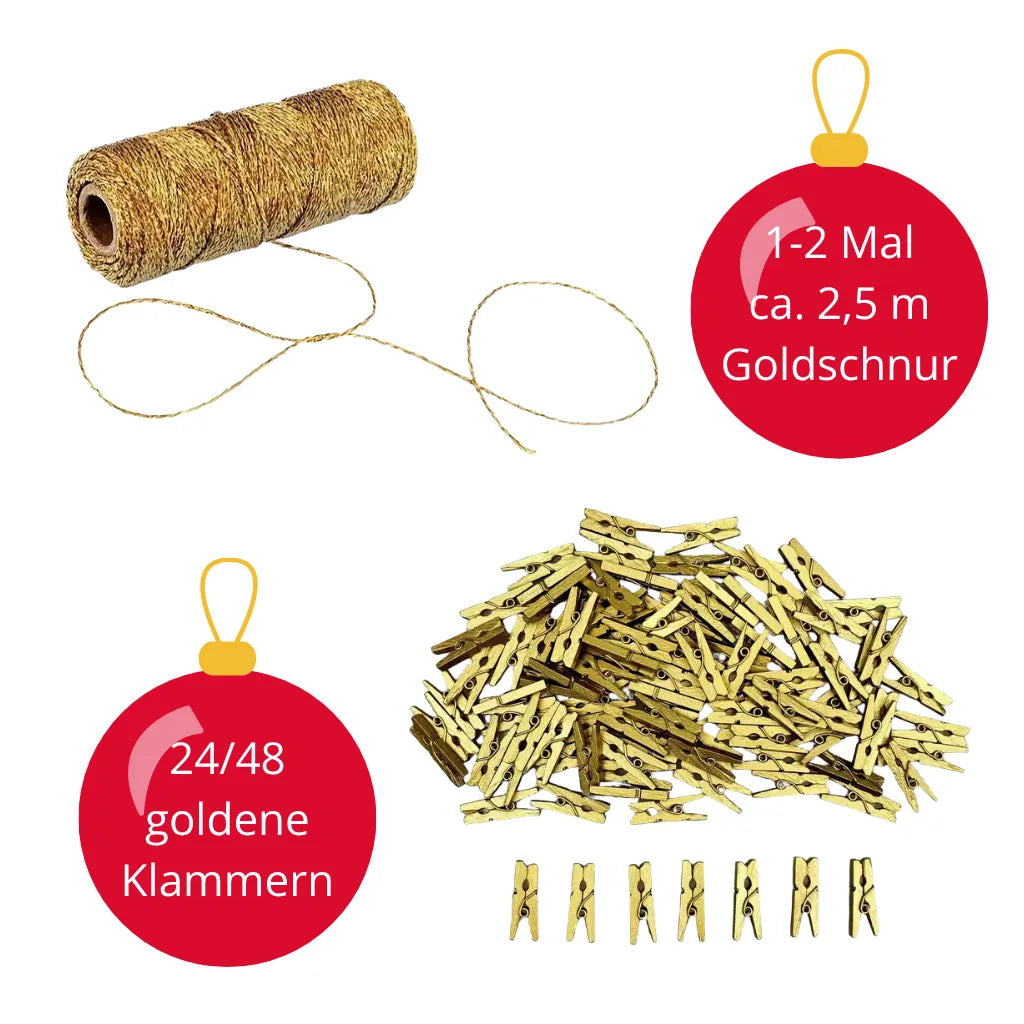 DIY Adventskalender Schnur und Klammern