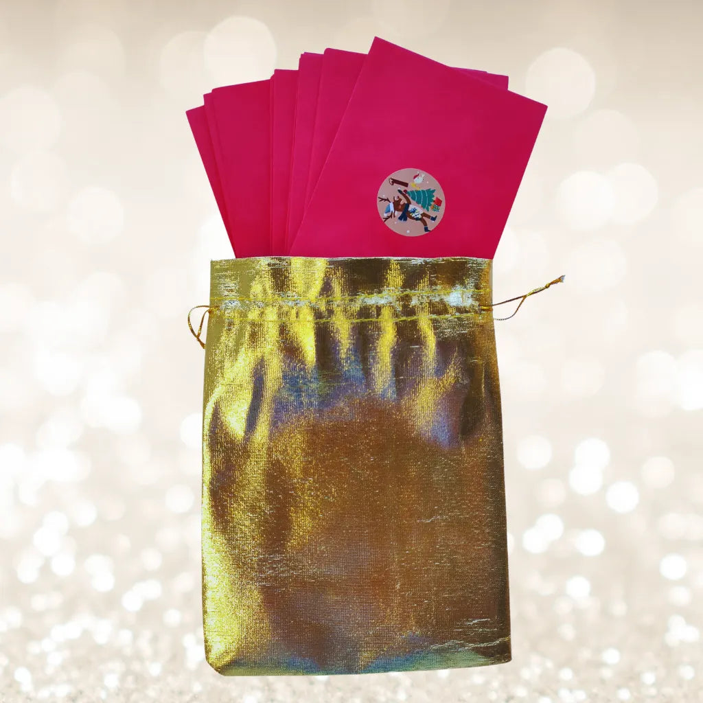 Fertiger Adventskalender aus dem „Das wünsche ich Dir“ Kartenset im goldenen Beutel