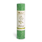 Grüne Allgäuer Heilkräuterkerze "Heilung" mit Weihrauch, Mistel, Verbena für Ruhe und Balance.