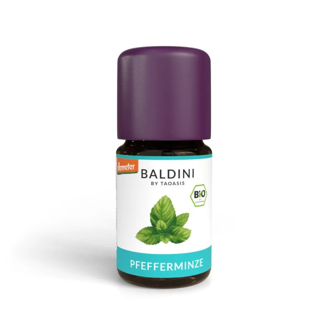 Baldini Bio Pfefferminzöl, 100% reines ätherisches Öl von Taoasis, 5ml Glasflasche.