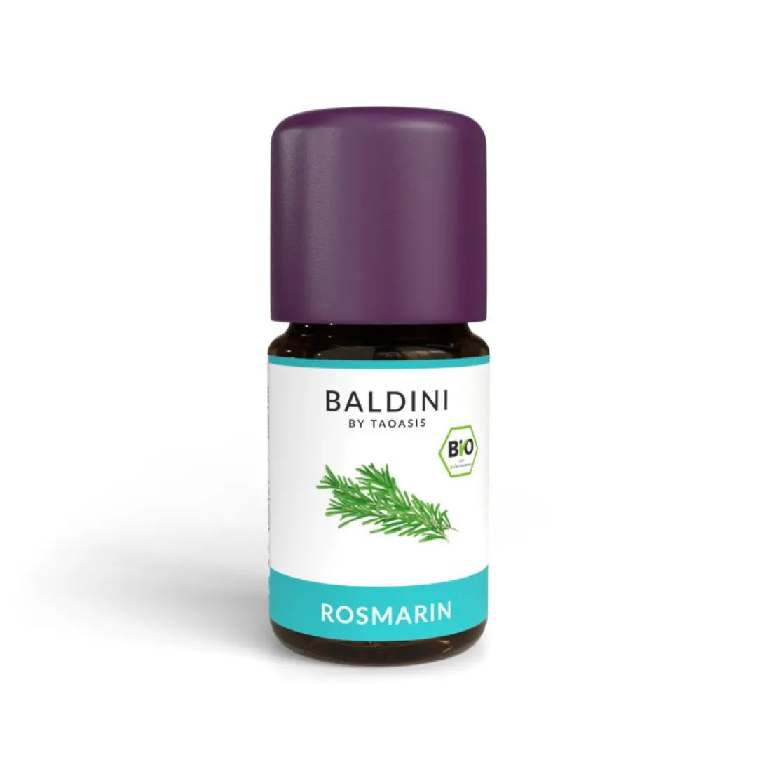 Baldini Bio Rosmarinöl, 100% reines ätherisches Öl von Taoasis, 5ml Glasflasche.