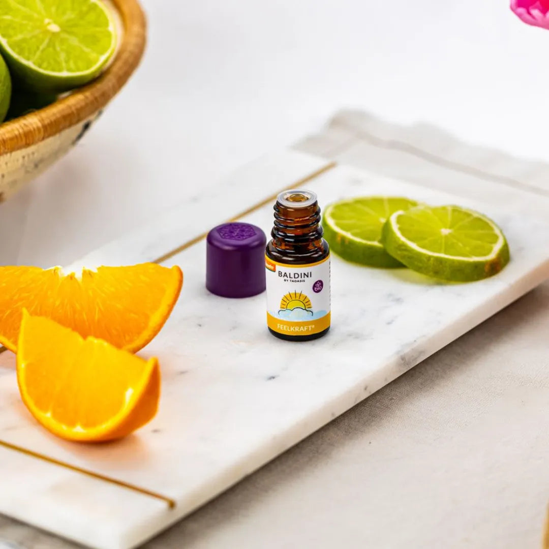 Baldini Feelkraft ätherisches Öl, erfrischend und aktivierend, mit Limetten und Orangen.