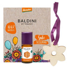 Baldini Mini-Duftset "Gute Besserung" mit Feelkraft ätherischem Öl und Holz-Blumenanhänger, 100% natürlich.