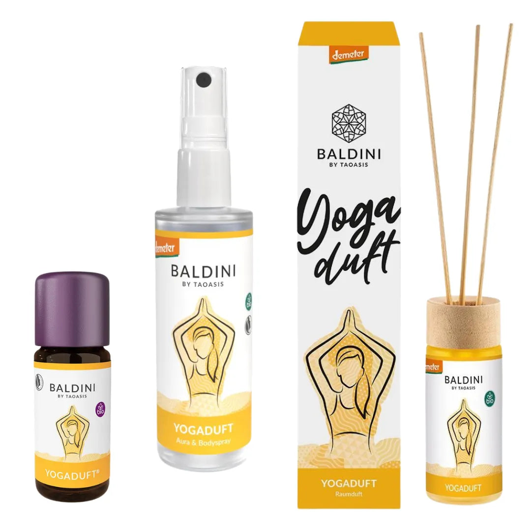 Baldini Yogaduft Duftkomposition: ätherisches Öl, Aura & Bodyspray und Raumduft-Set.