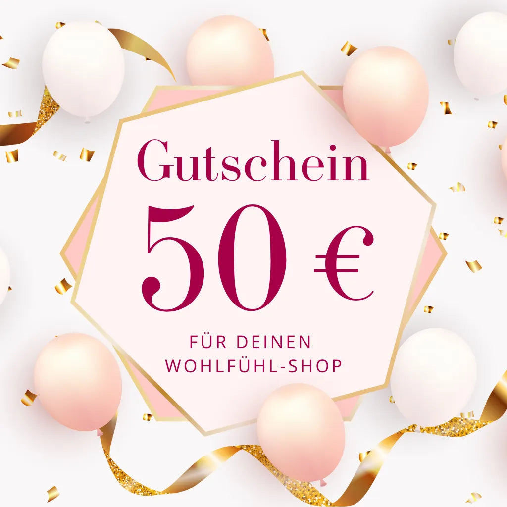 Geschenkgutschein 50 Euro für Wohlfühlmomente im Sera Benia Online-Shop.