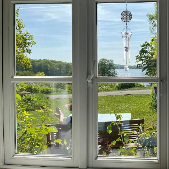 Klangspiel Blume des Lebens am Fenster, 25cm, Schutzsymbol und stilvoller Blickfang.