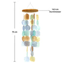 Muschelwindspiel rund Maße: 75cm lang, 14,5cm Durchmesser, mit Capiz-Muscheln.