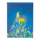 Vorderseite des dunkelblauen A5 Notizbuchs 'Sensitive' mit Hardcover und Kolibri-Motiv.