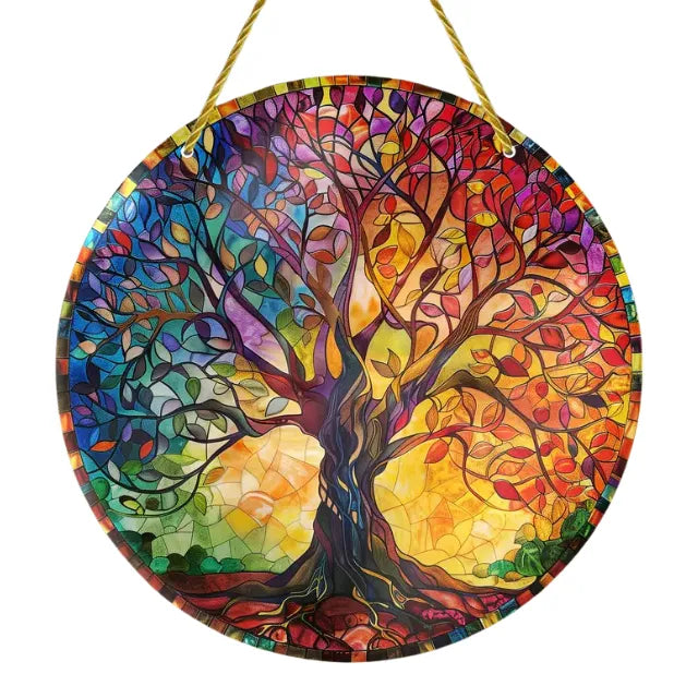 Sonnenfänger "Baum des Lebens" Mosaik, symbolisiert Kraft der Natur, Erdung, Wachstum und innere Balance.