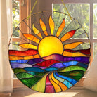 Sonnenfänger Fensterbild Sonnenaufgang am Fenster, lässt Licht durchscheinen und beginnt den Tag mit einem warmen Lichtgruß.