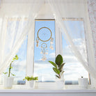 Traumfänger mit Muscheln und Federn am Fenster, 32cm Ring, ideal für Schlafzimmer Deko.