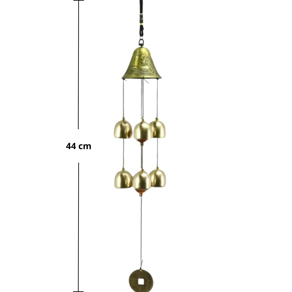 Technische Zeichnung des Glocken-Windspiels mit 44 cm Gesamtlänge.