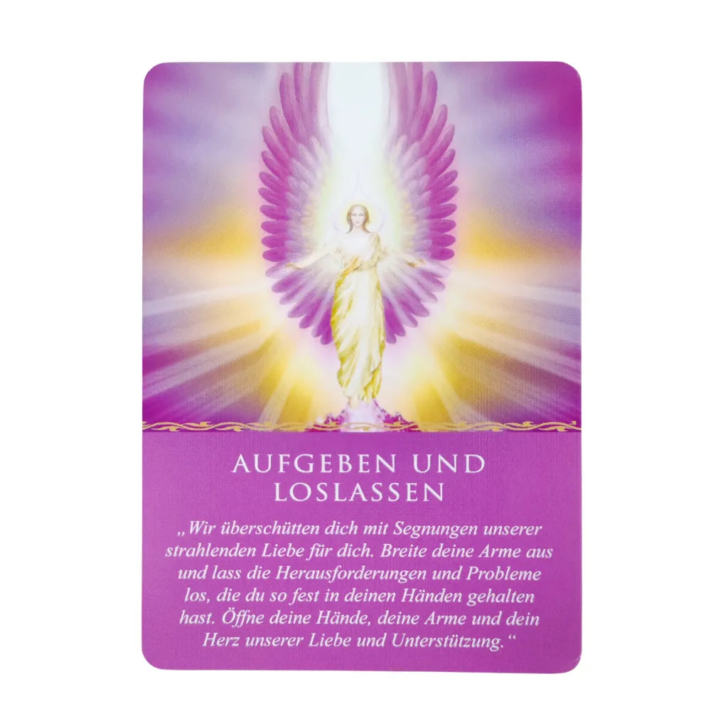 Doreen Virtue Engel-Orakelkarte: "Aufgeben und Loslassen", spirituelle Botschaft.