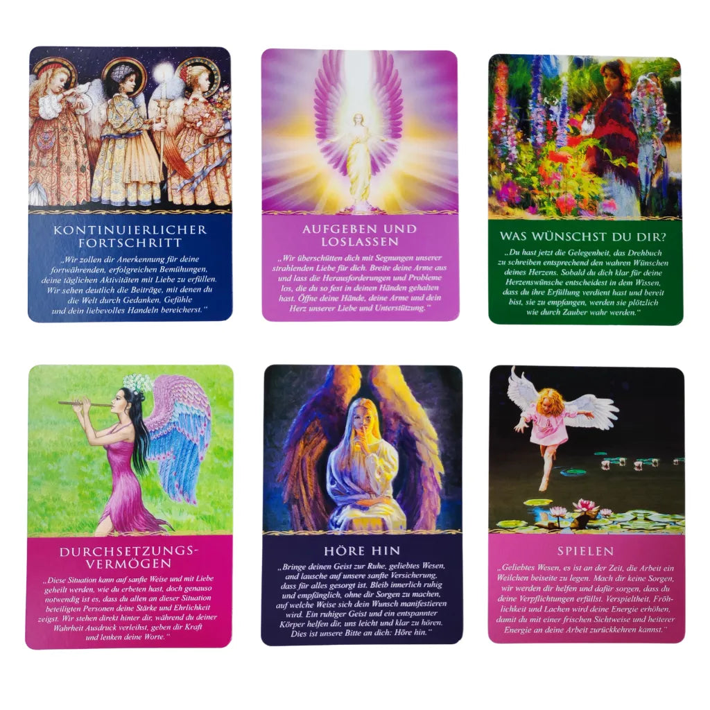 Doreen Virtue Engel-Orakel: Ausgelegte Orakelkarten mit Engelbotschaften, spirituelle Führung.