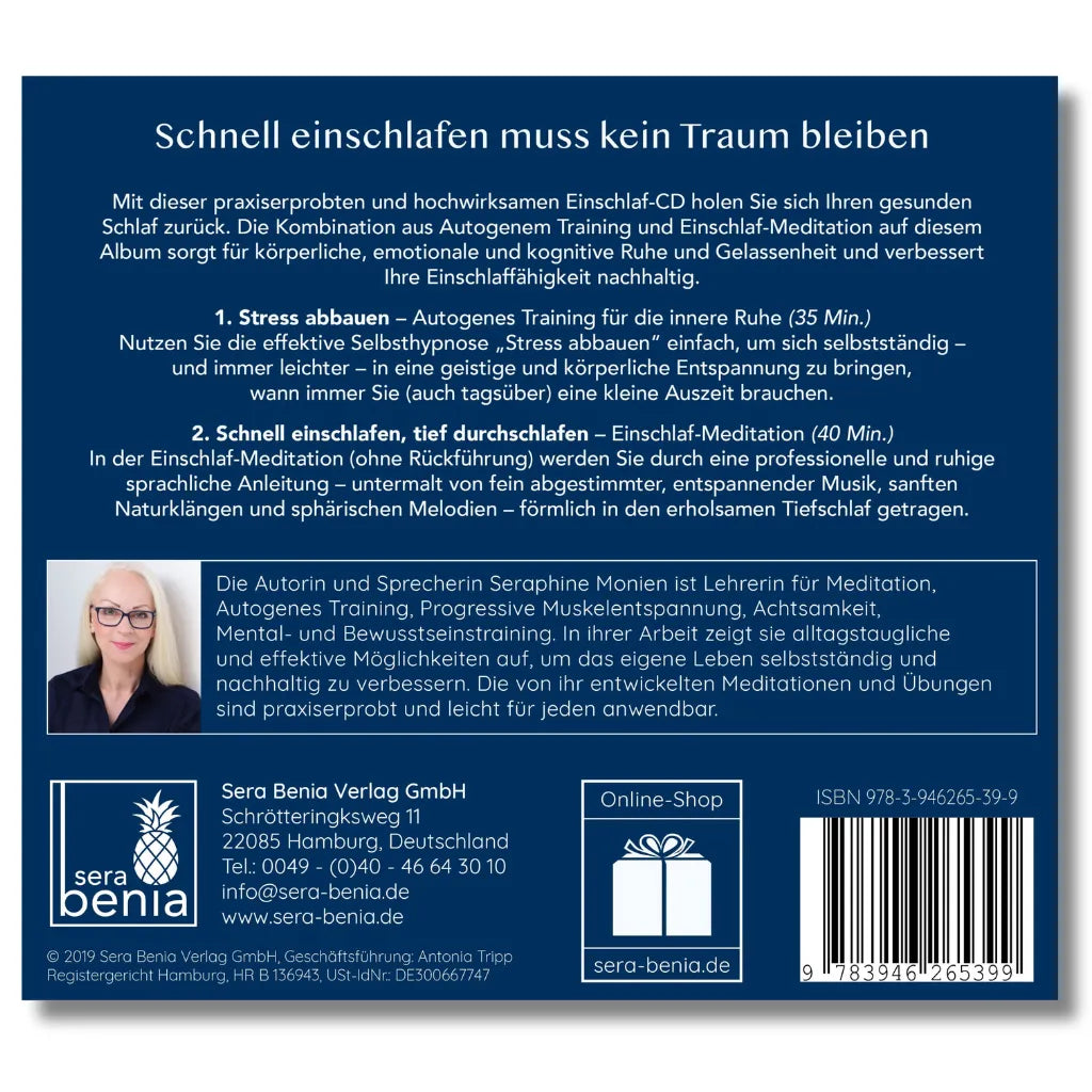 Schnell einschlafen & tief durchschlafen Album Rückseite: Für gesunden Schlaf & Entspannung.