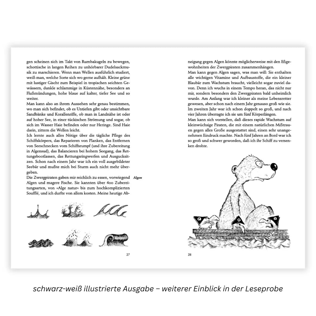 Walter Moers Käpt'n Blaubär Leseprobe: Schwarz-Weiß-Illustration, Zwergpiraten.