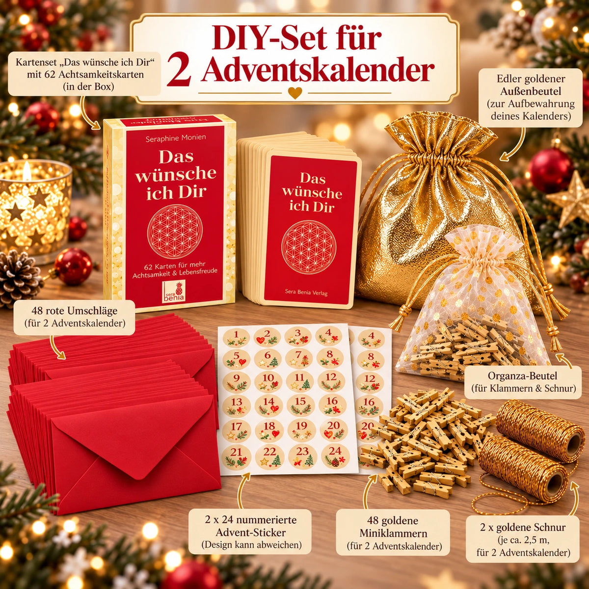 Set für 2 Adventskalender aus dem Kartenset Das wünsche ich Dir von Seraphine Monien