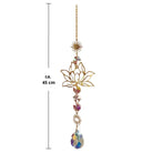 Elegante Sonnenfänger Kette mit goldenem Lotusmotiv und Kristallprismen, ca. 45 cm lang, für positive Energie.