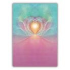 Rückseite der Affirmationskarten aus Gaby Shayana Hoffmanns Set "Ich bin Licht und Liebe". Zeigt ein zentrales, strahlendes Energiebild in Pink und Türkis, das die Essenz des Sets darstellt.