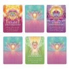 Übersicht mehrerer Affirmationskarten aus dem Set "Ich bin Licht und Liebe": "ICH BIN LEBENSBEJAHEND", "ICH BIN LICHT UND LIEBE", "ICH BIN LEBENSFREUDE" und "ICH BIN LEICHTIGKEIT" zeigen die Vielfalt der Botschaften.