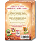 Rückseite des "Krafttier Orakel" von Jeanne Ruland. Beschreibt die Bedeutung von Krafttieren, die Inhalte des Sets, ISBN-Nummer und erwähnt Spiegel Bestseller-Autorin.