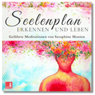 Cover der geführten Meditation "Seelenplan erkennen und leben" von Seraphine Monien, mit farbenfroher Illustration einer Person und Blumen.