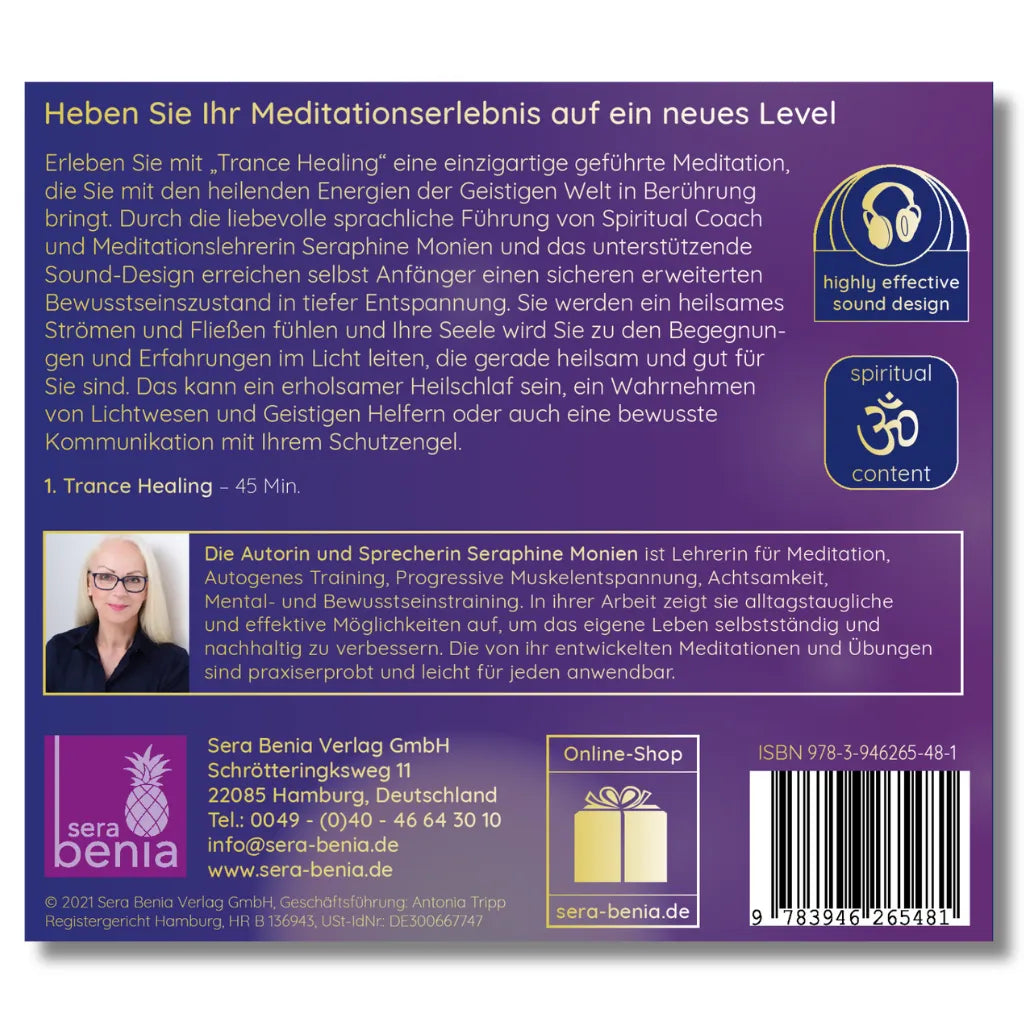 Trance Healing Album Rückseite: Seraphine Monien. Heilende Energien & Selbstheilungskräfte aktivieren.